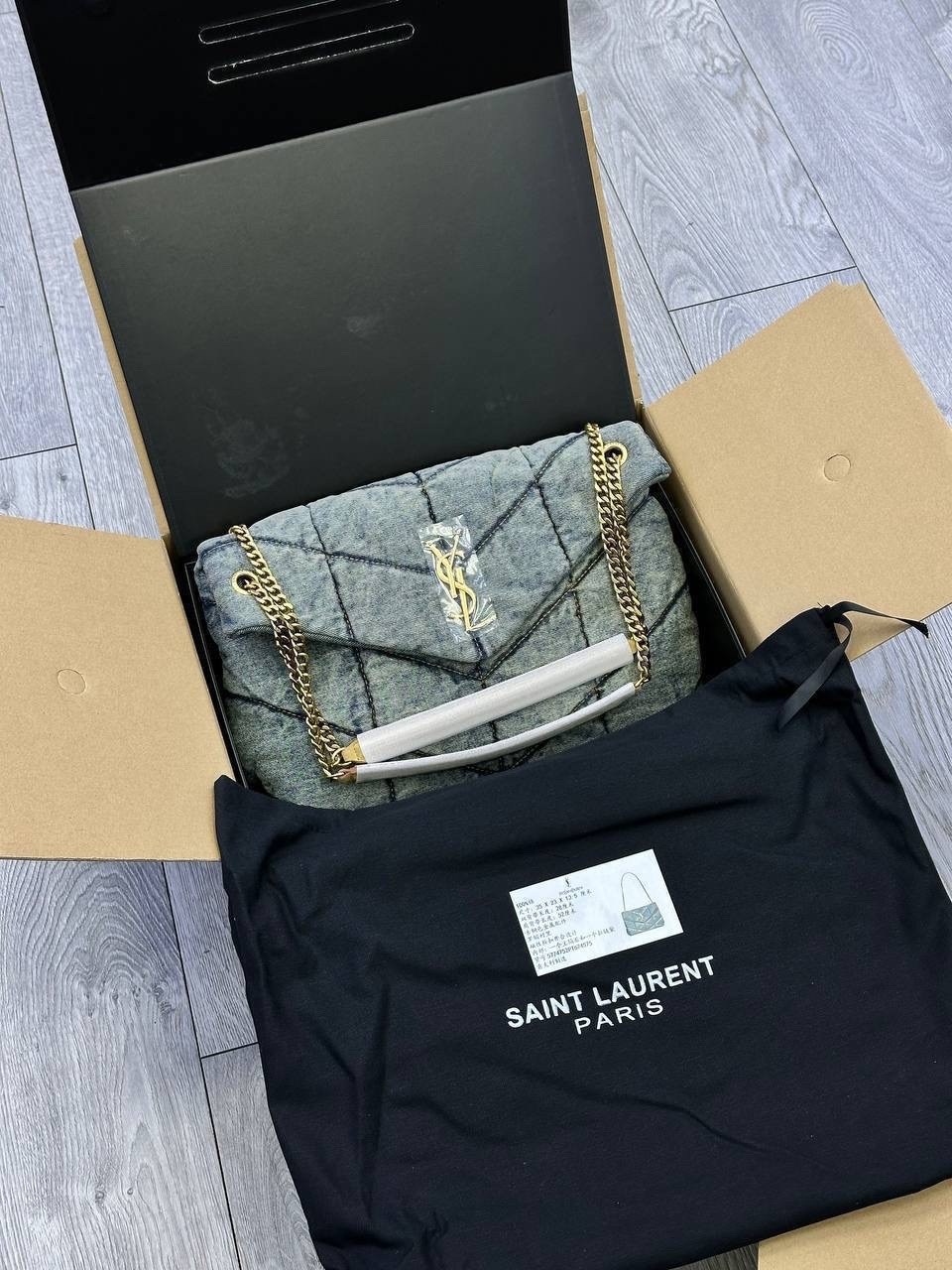 сумка-пуффер на плечо с монограммой loulou ysl джинсовая,yves saint laurent сумка,сумка женская yves saint laurent,сумка ysl,сумка