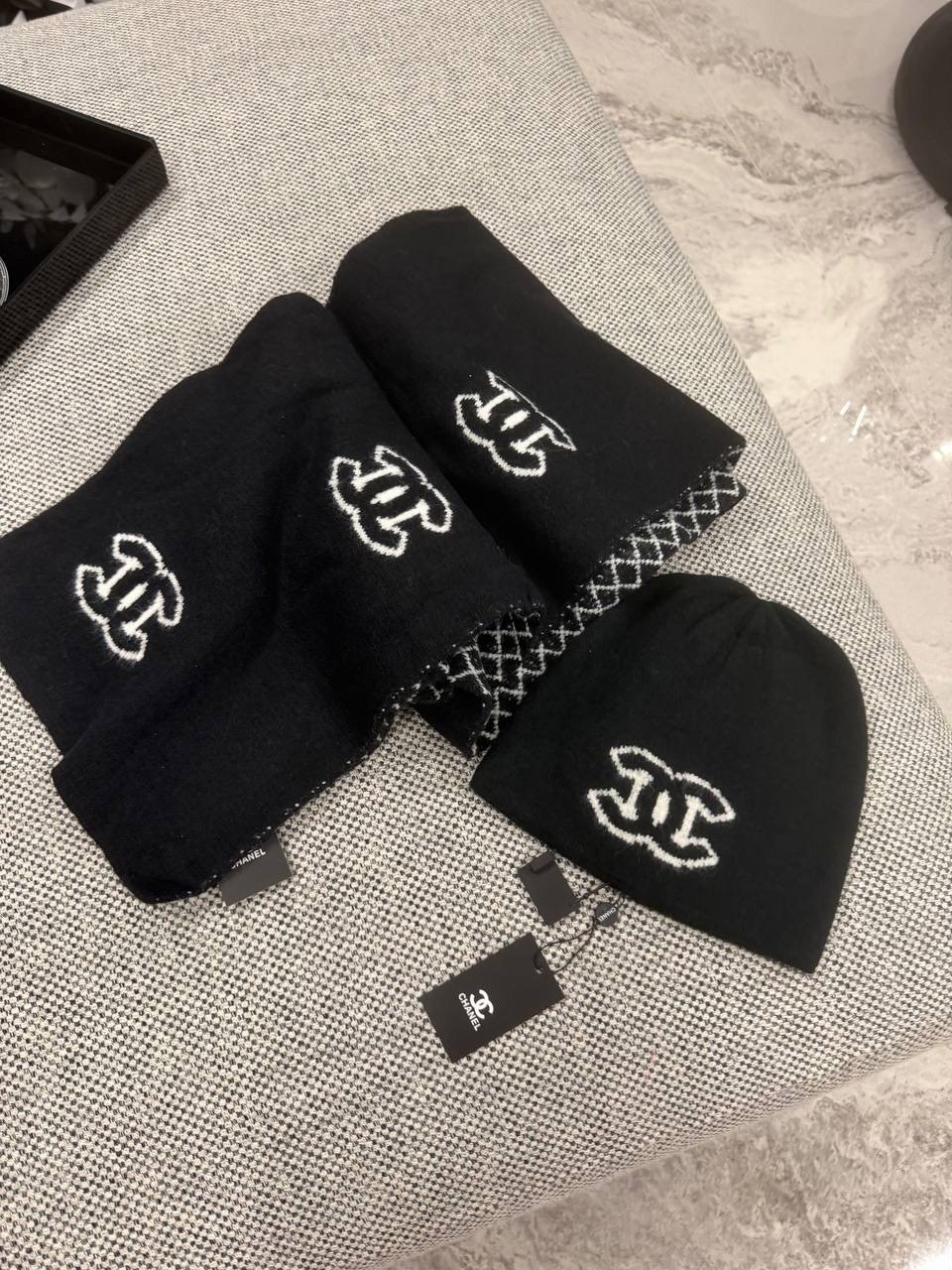 шарф chanel,шапка chanel,набор шапка и шарф,шарф шанель,комплект шарф
