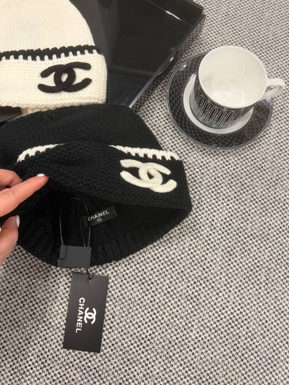 шапка chanel,шапка шанель,вязаная шапка chanel,шапка вязаная теплая,черный chanel,шапка шанель вязаная