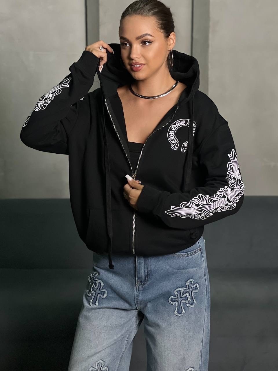 зип худи chrome hearts,chrome hearts hoodie,толстовка с капюшоном,худи chrome hearts,толстовка с капюшоном мужская