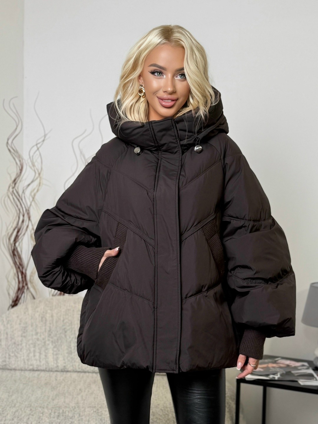 пуховик короткий зимняя куртка оверсайз с капюшоном milania style 262186173,пуховик короткий зимняя куртка оверсайз с капюшоном milania style,пуховик оверсайз зимний короткий черный semela,куртка овер