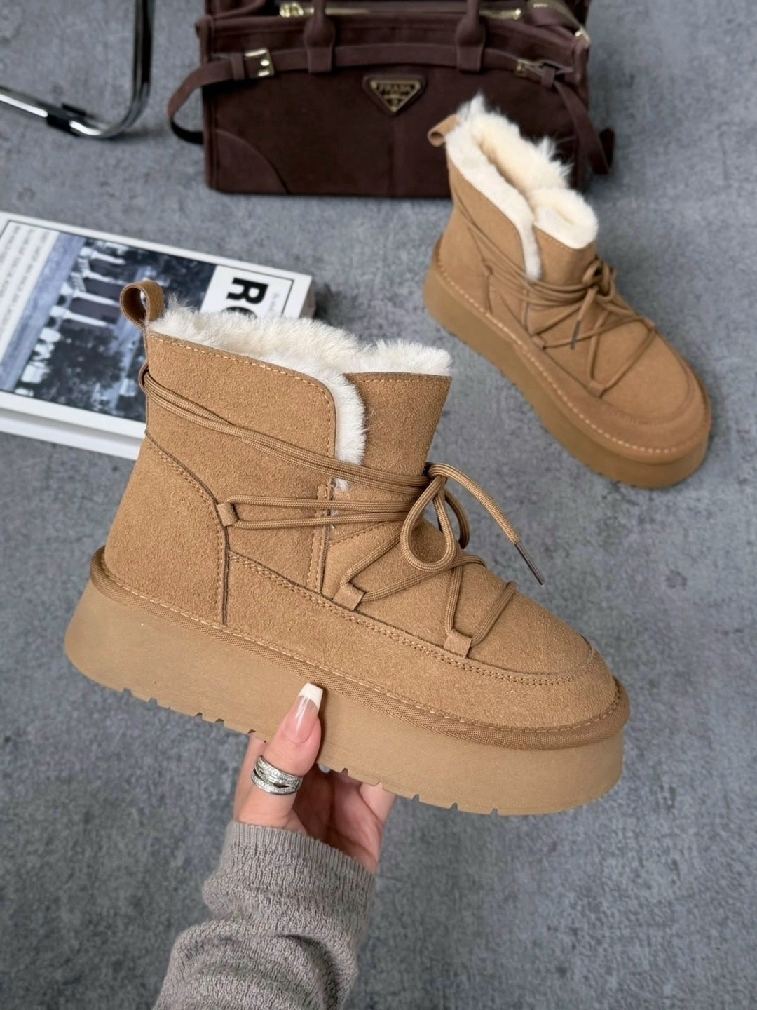 ,зимние ботинки inuikii classic low platform коричневый,женские угги,угги женские зимние,угги