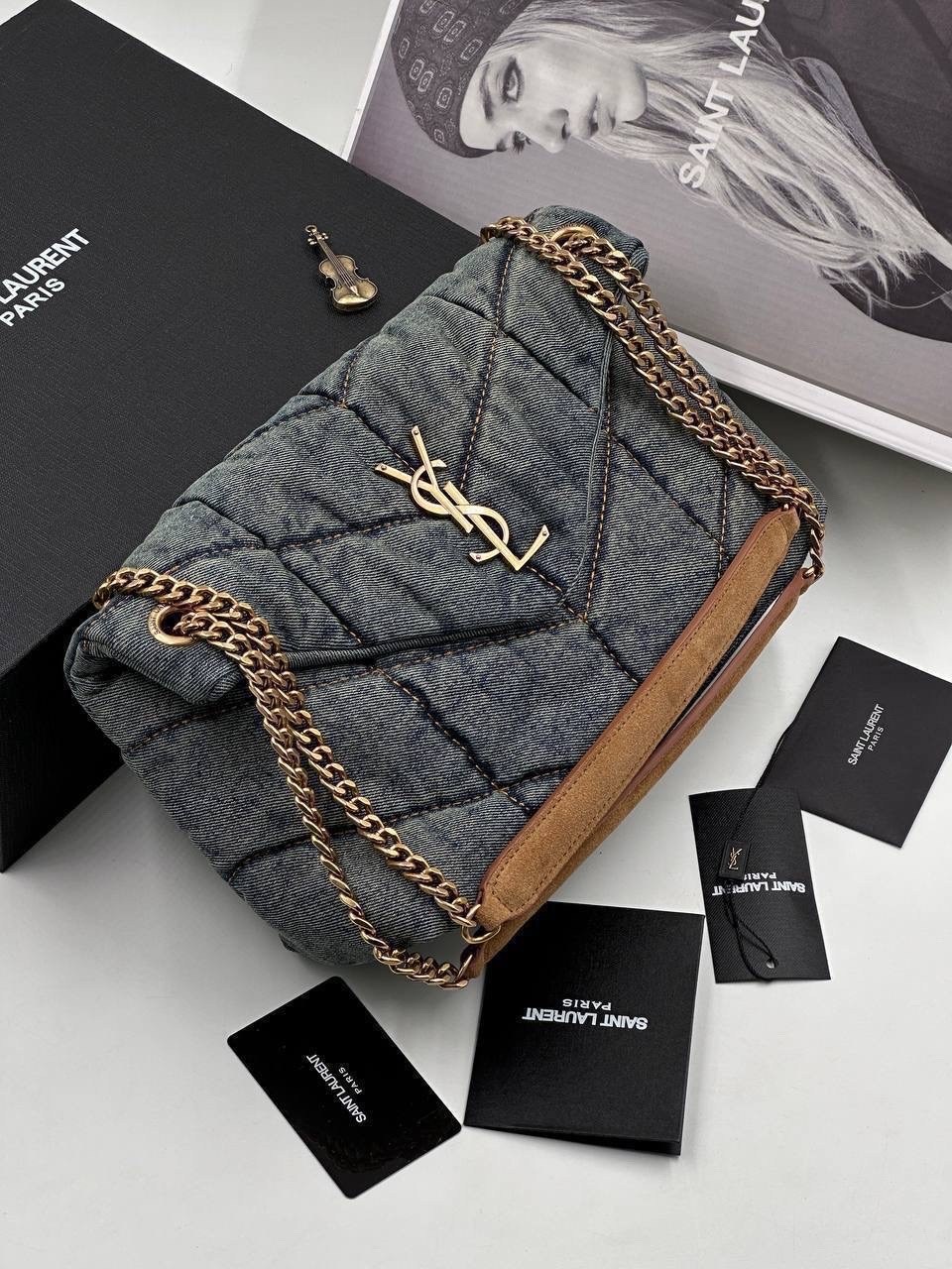 сумка-пуффер на плечо с монограммой loulou ysl джинсовая,yves saint laurent сумка,сумка женская yves saint laurent,сумка ysl,сумка