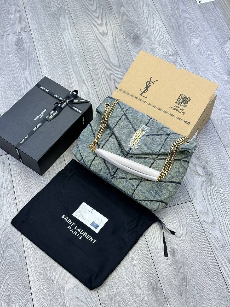 сумка-пуффер на плечо с монограммой loulou ysl джинсовая,yves saint laurent сумка,сумка женская yves saint laurent,сумка ysl,сумка