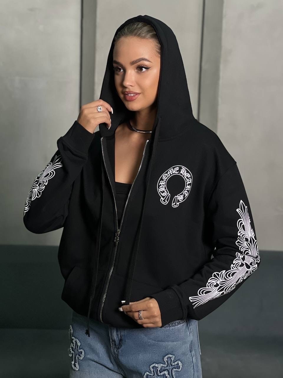 зип худи chrome hearts,chrome hearts hoodie,толстовка с капюшоном,худи chrome hearts,толстовка с капюшоном мужская