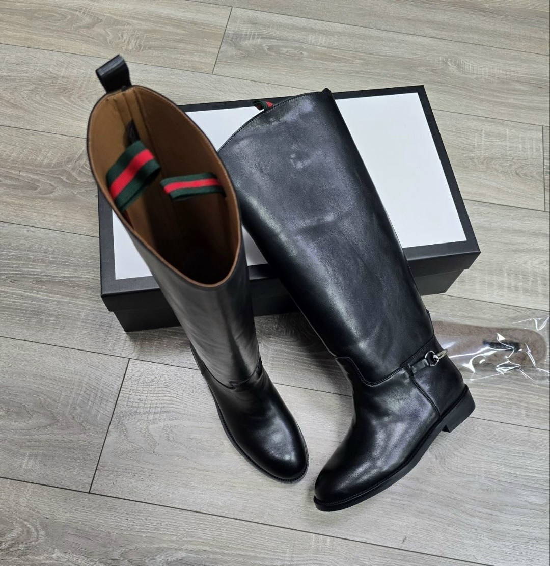 сапоги,,кожаные сапоги,брендовые сапоги gucci женские кожаные на низком каблуке,женские сапоги