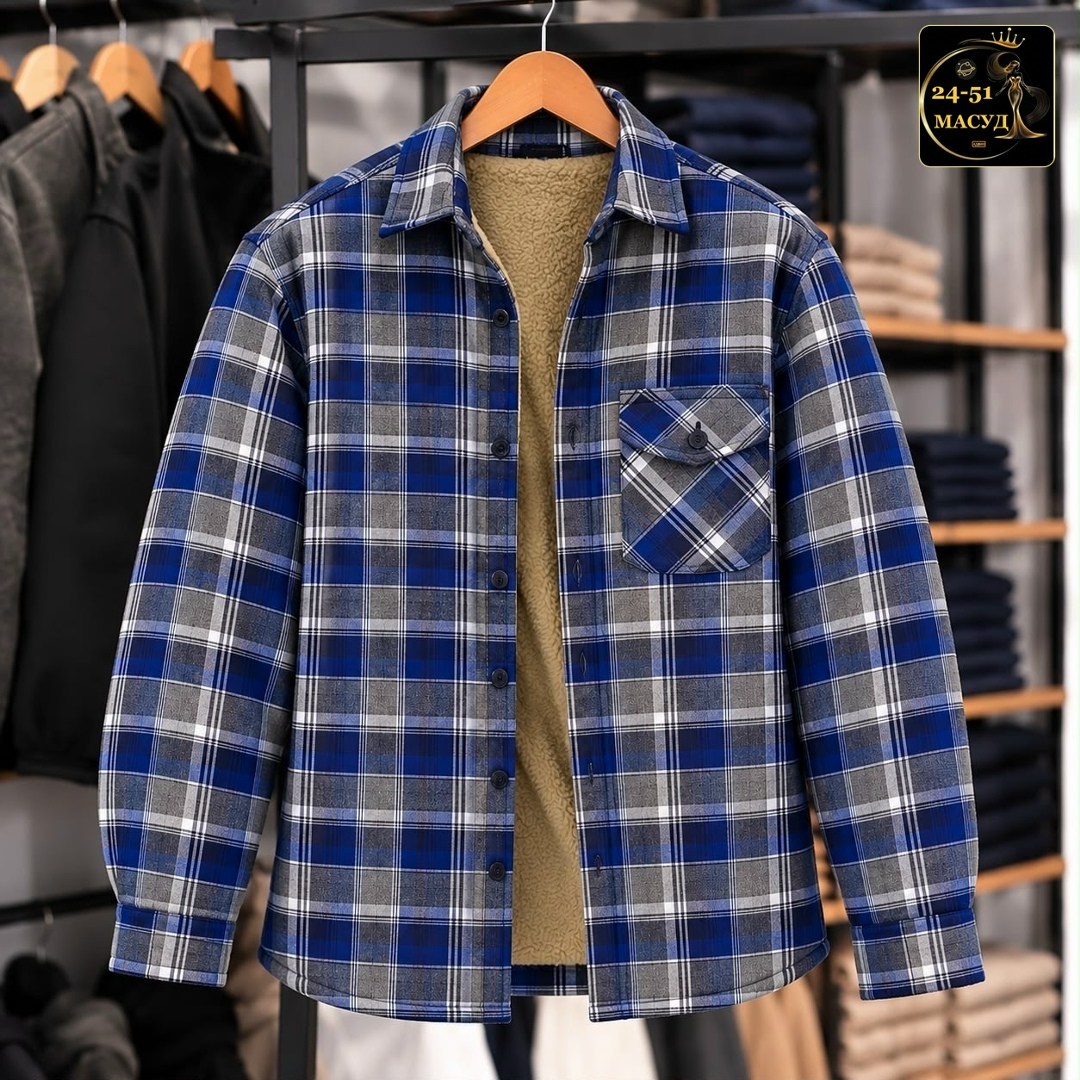 рубашка в клетку теплая h&h fashion,рубашка теплая на флисе,теплая рубашка,мужская клетчатая рубашка,флисовая рубашка