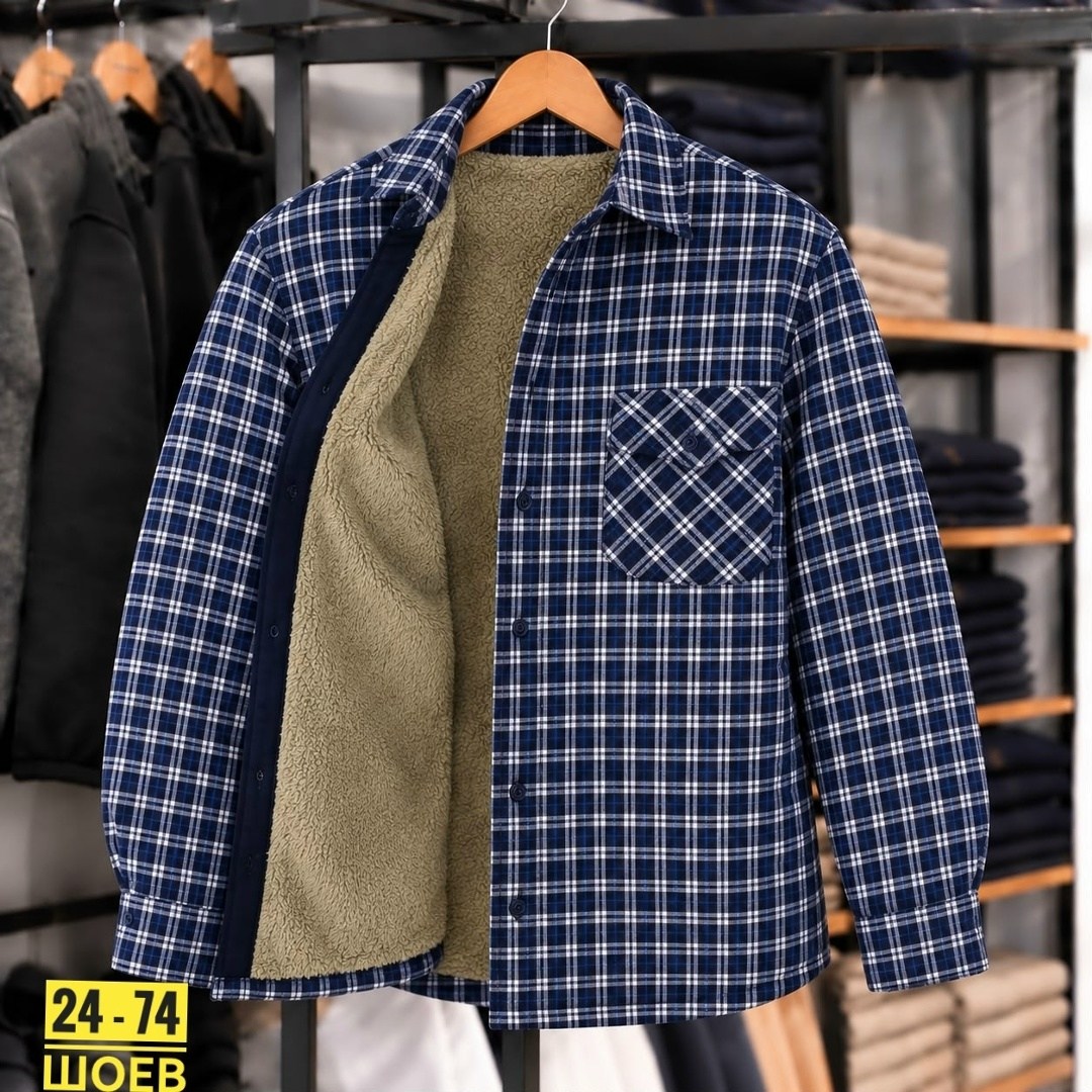 рубашка в клетку теплая h&h fashion,рубашка теплая на флисе,рубашка теплая,рубашка мужская на флисе,рубашка в клетку теплая на флисе
