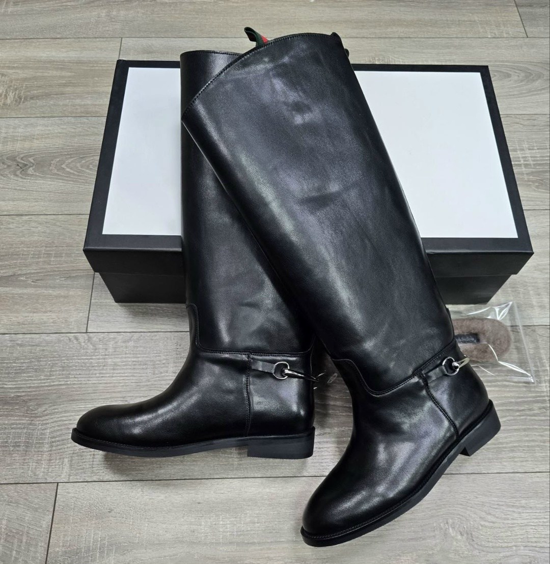 сапоги,,кожаные сапоги,брендовые сапоги gucci женские кожаные на низком каблуке,женские сапоги