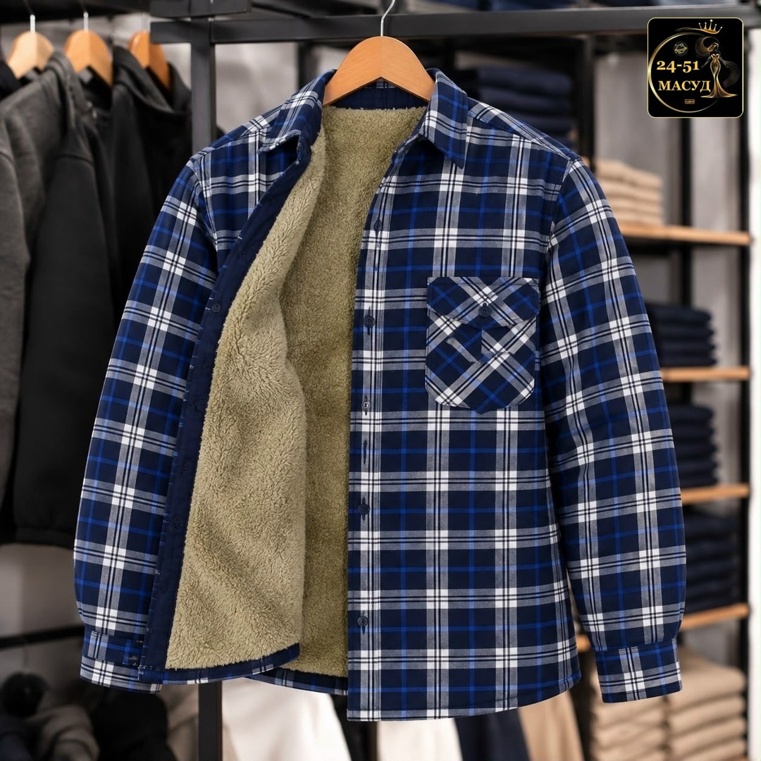 рубашка в клетку теплая h&h fashion,рубашка теплая на флисе,теплая рубашка,мужская клетчатая рубашка,флисовая рубашка