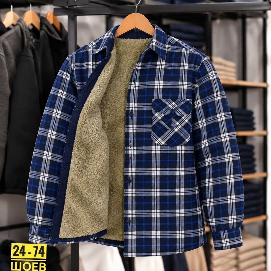 рубашка в клетку теплая h&h fashion,рубашка теплая на флисе,рубашка теплая,рубашка мужская на флисе,рубашка в клетку теплая на флисе