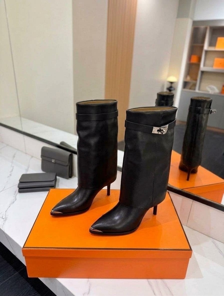 сапоги эрмес,сапоги hermes,сапоги женские,сапоги,женские кожаные сапоги hermes чёрного цвета