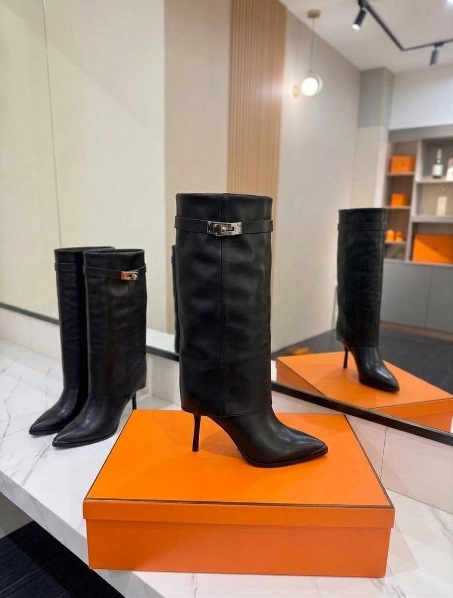 сапоги эрмес,сапоги hermes,сапоги женские,сапоги,женские кожаные сапоги hermes чёрного цвета