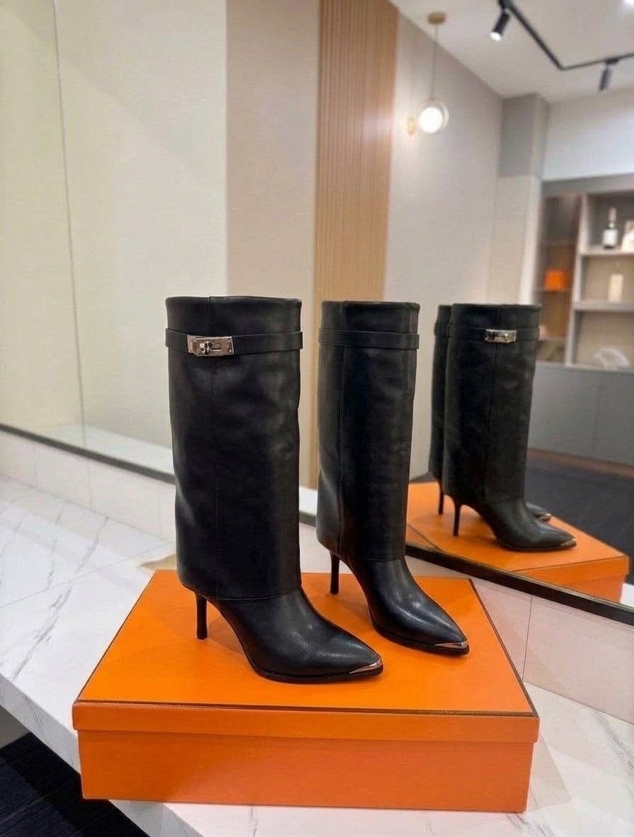 сапоги эрмес,сапоги hermes,сапоги женские,сапоги,женские кожаные сапоги hermes чёрного цвета