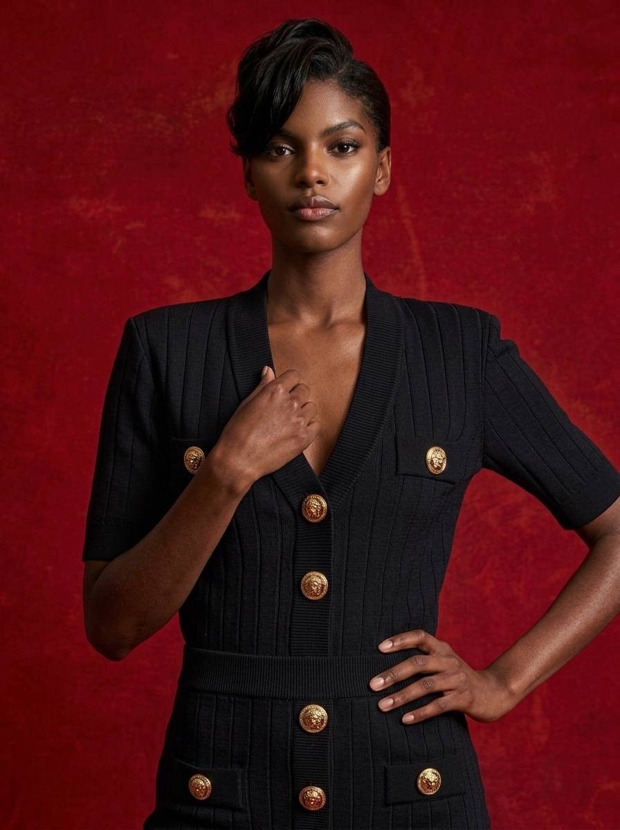 balmain платье,черное женское платье,платье бальман с пуговицами,платье из вискозы balmain,balmain платье мини в рубчик с пуговицами, черный
