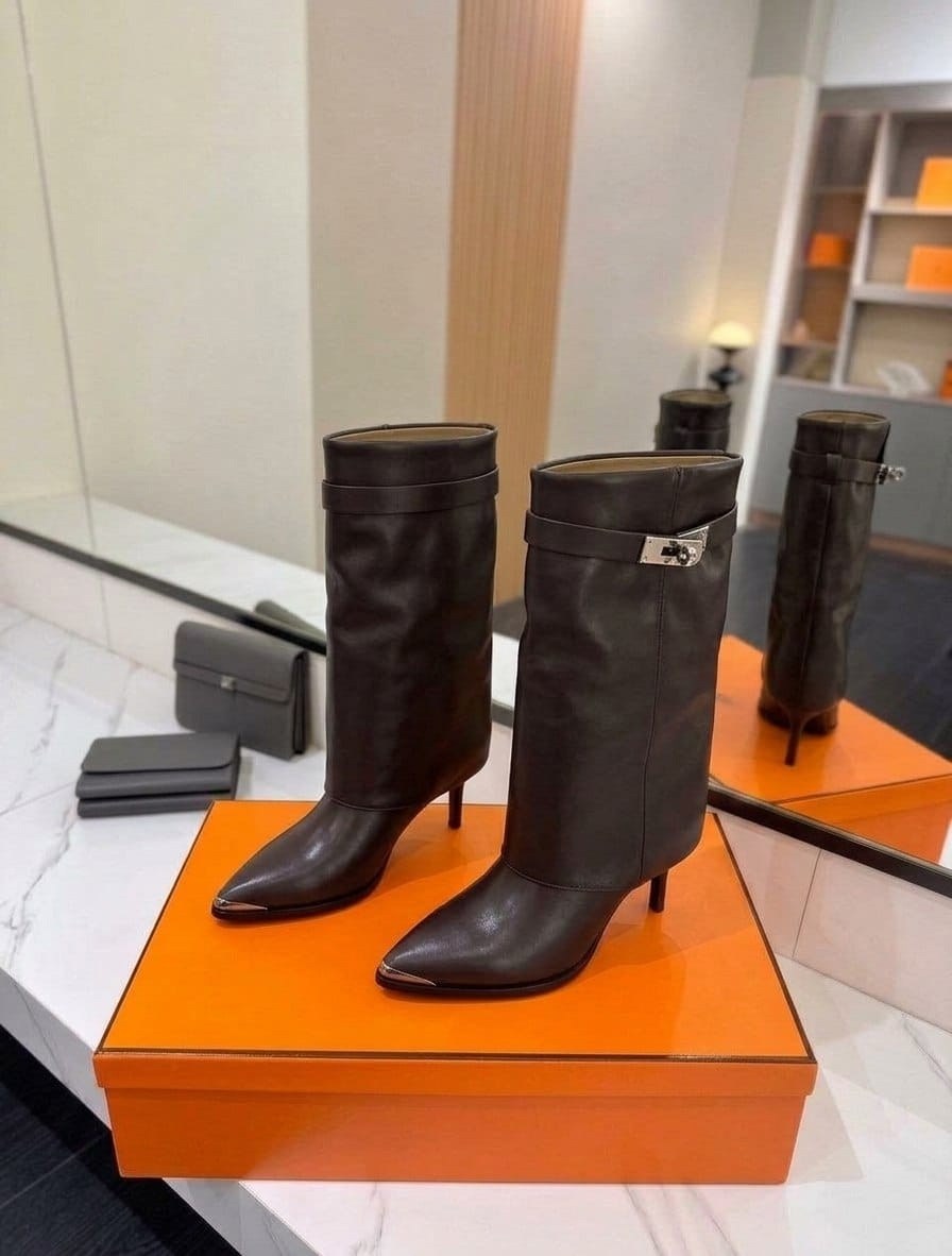 сапоги эрмес,сапоги hermes,сапоги женские,сапоги,женские кожаные сапоги hermes чёрного цвета