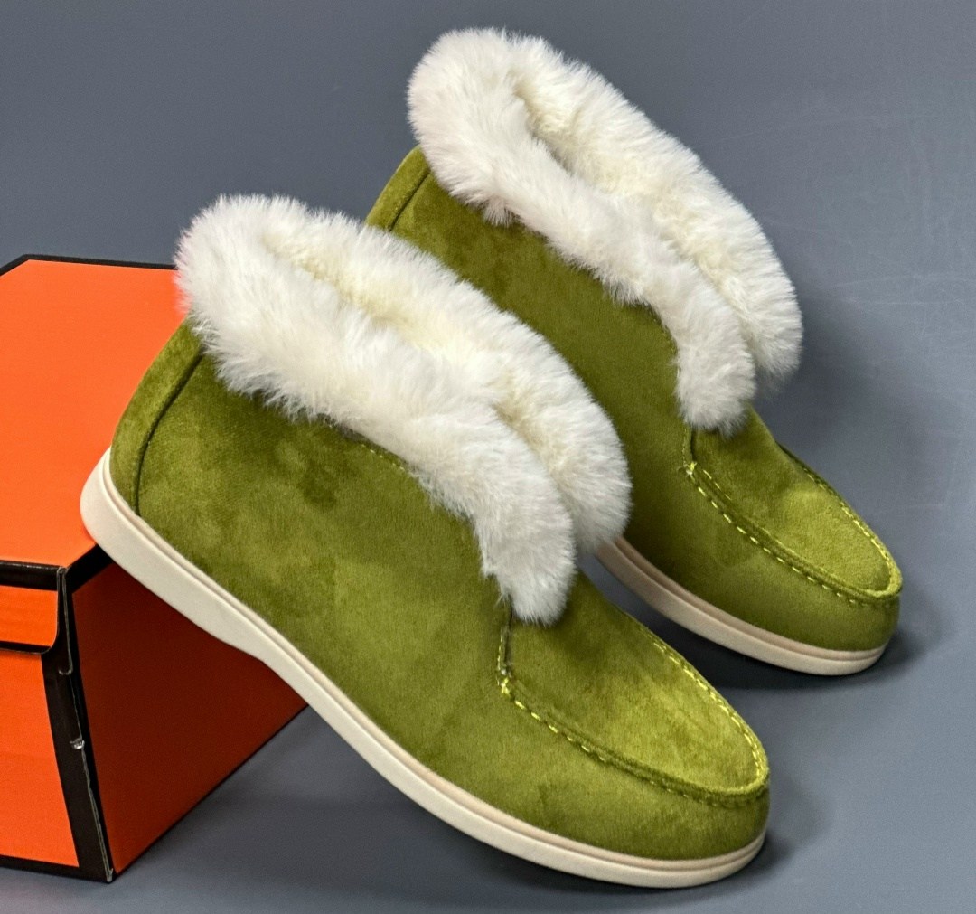 ботинки loro piana,зимние ботинки loro piana open walk замшевые с мехом,,зимние замшевые ботинки loro piana open walk хаки с мехом,ботинки loro piana женские с мехом