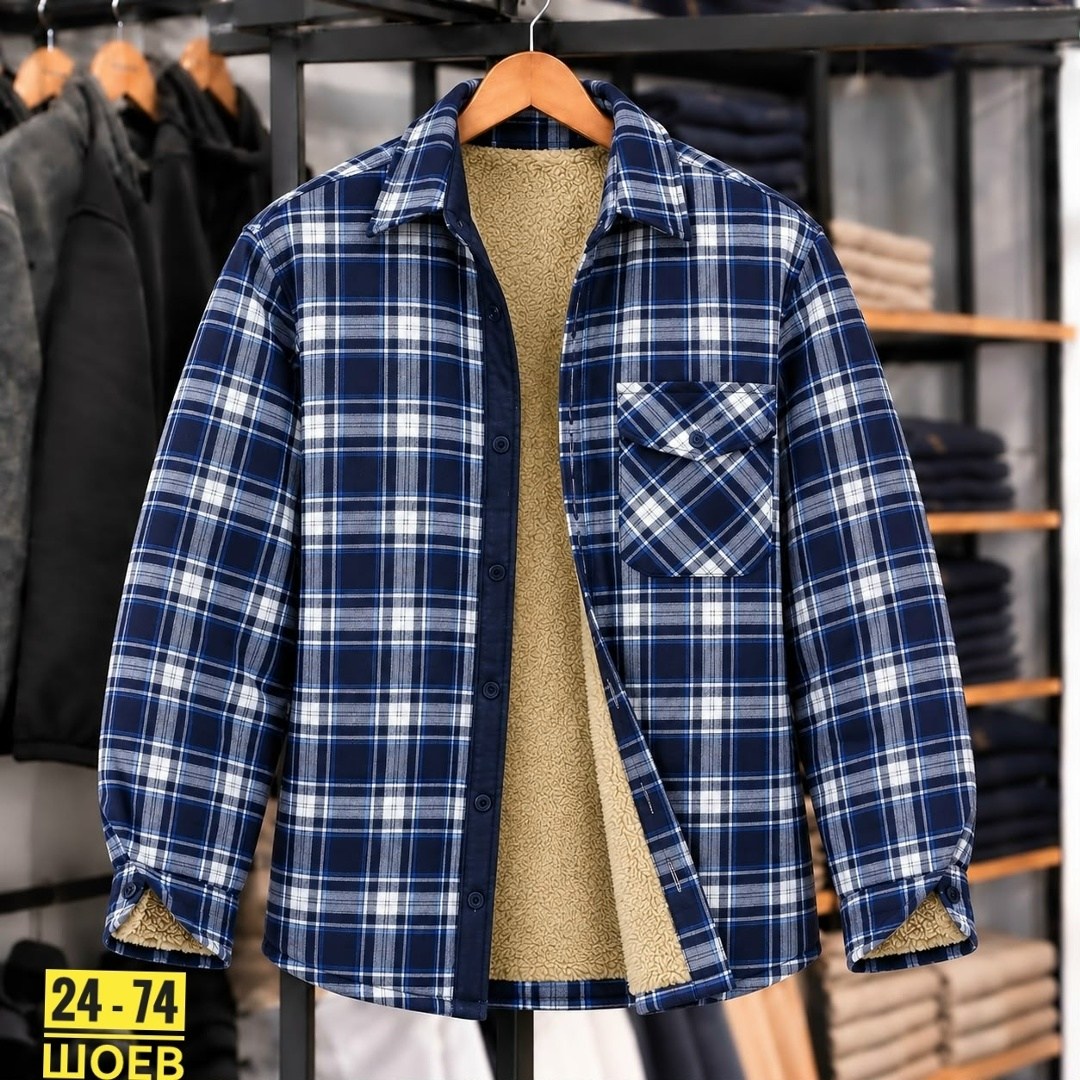 рубашка в клетку теплая h&h fashion,рубашка теплая на флисе,рубашка теплая,рубашка мужская на флисе,рубашка в клетку теплая на флисе