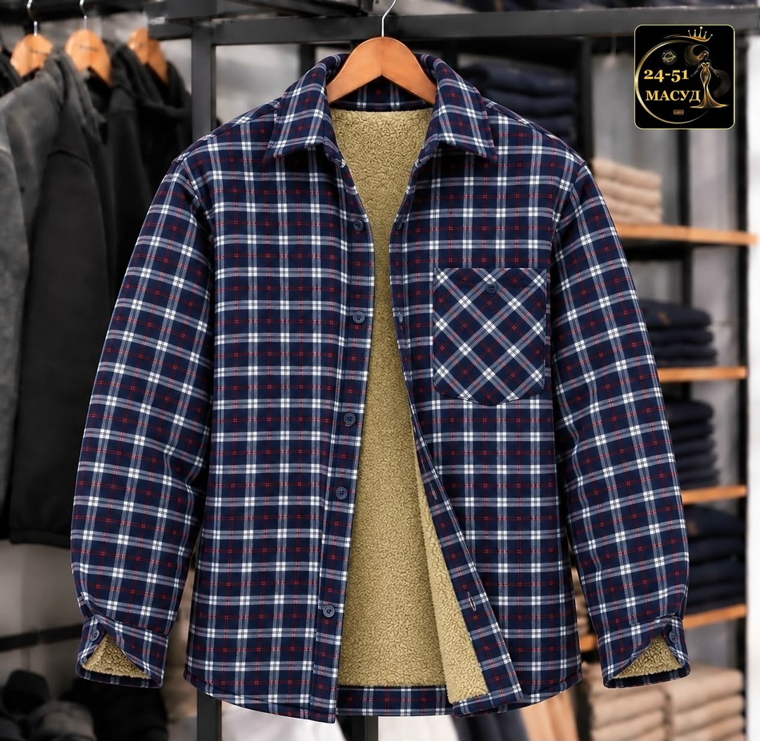 рубашка в клетку теплая h&h fashion,теплая рубашка,рубашка теплая на флисе,мужская клетчатая рубашка,флисовая рубашка
