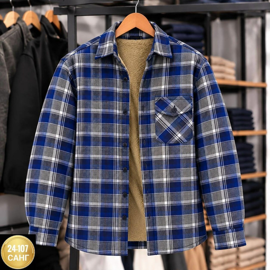 рубашка в клетку теплая h&h fashion,теплая рубашка,рубашка на флисе,рубашка теплая на флисе,куртка рубашка