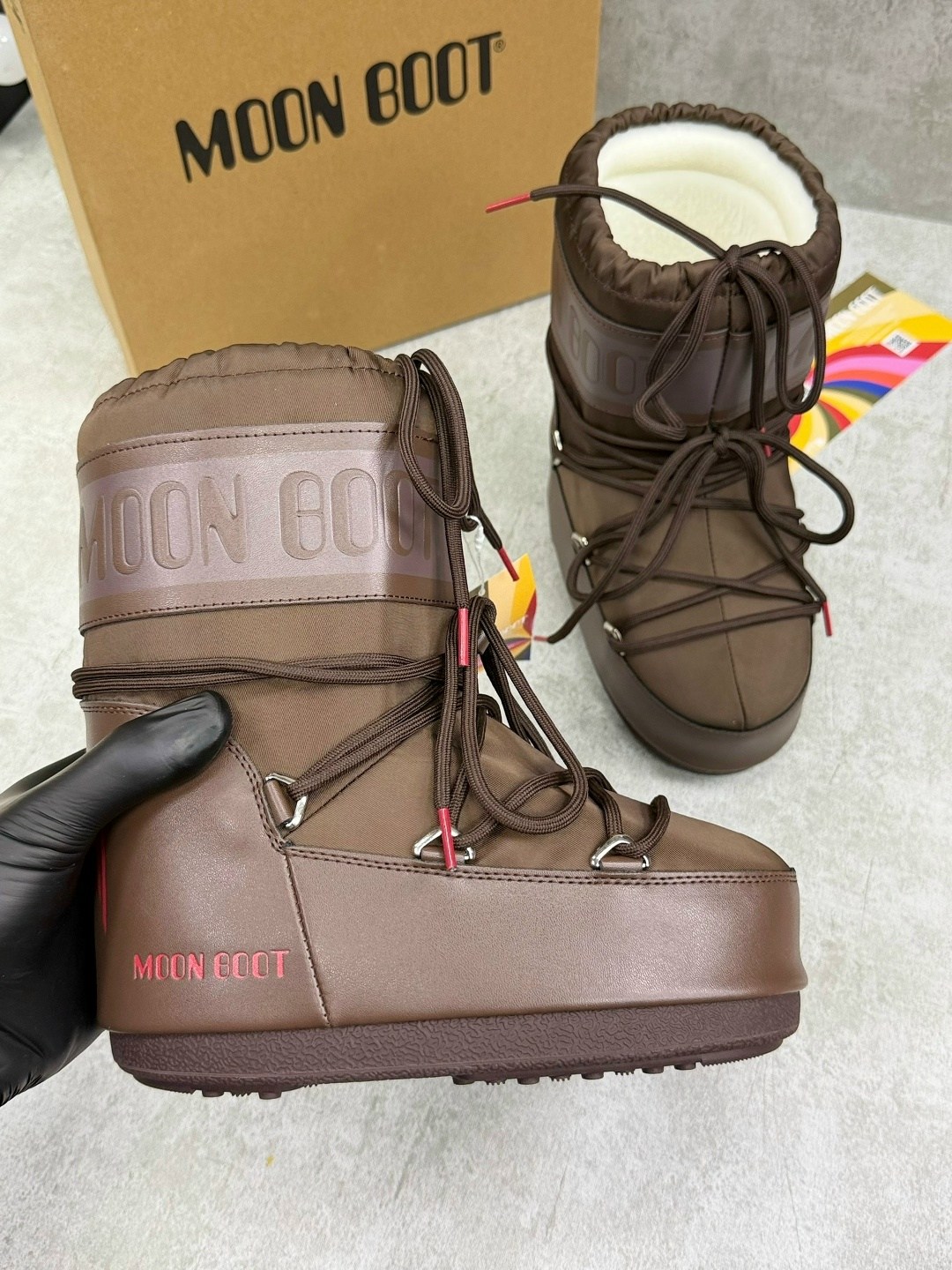зимние ботинки moon boot,зимние сапоги moon boot,детские зимние ботинки icon nylon moon boot коричневый, луноходы женские moon boot,луноходы moon boot