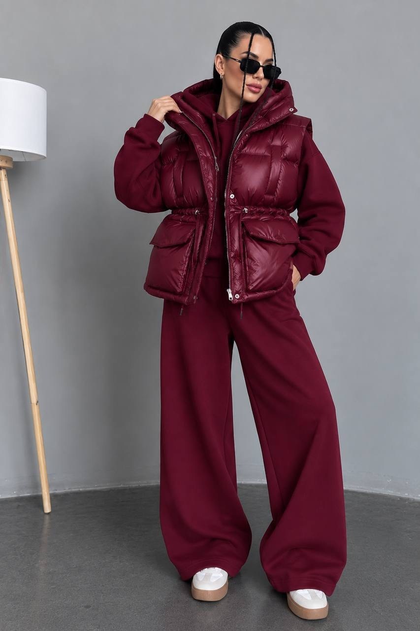 miu miu женский бордовый костюм тройка,женский костюм тройка,костюм на флисе,женский костюм,спортивный костюм на флисе теплый