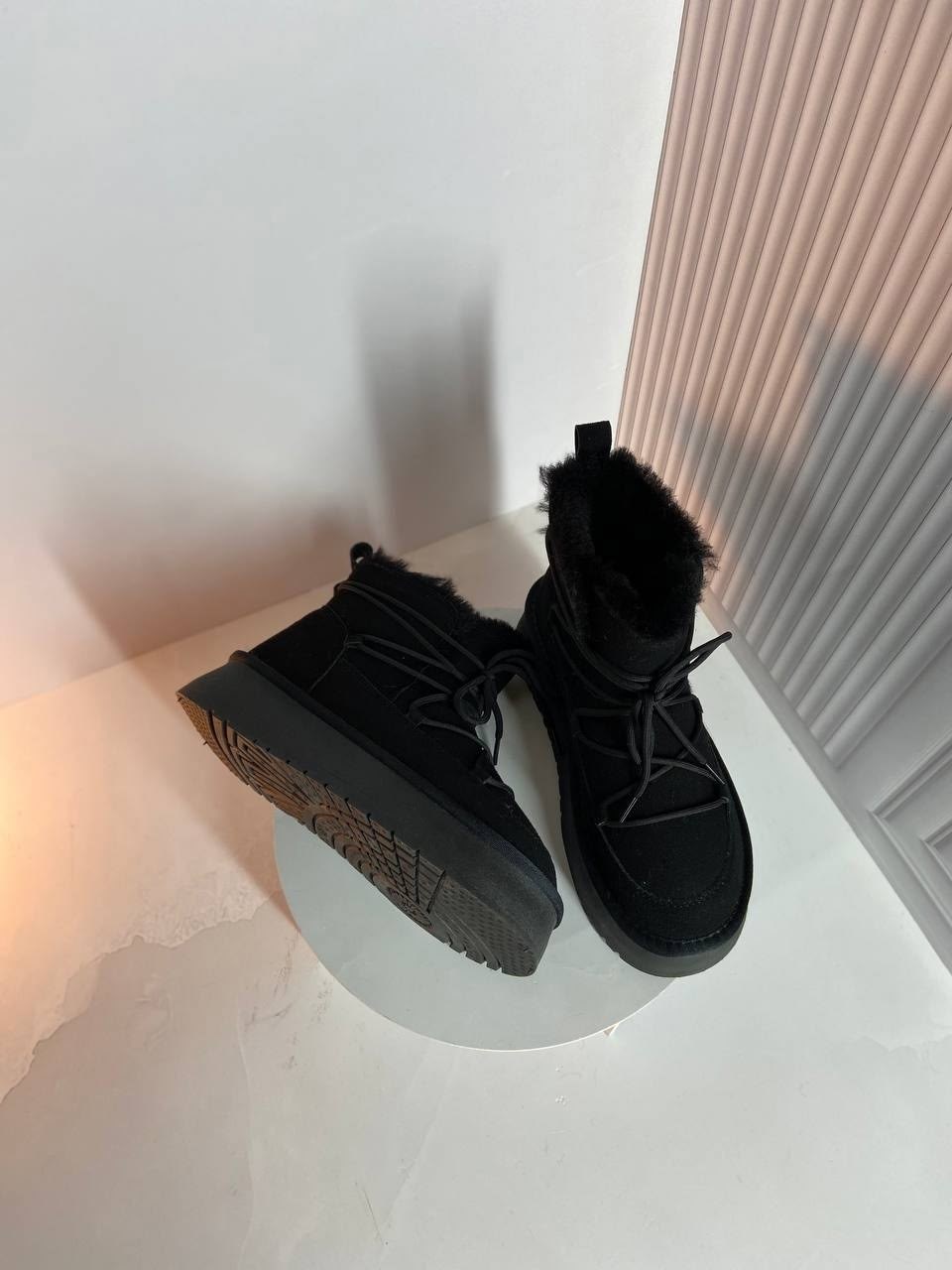 ,зимние ботинки inuikii classic low platform черный,угги замш,угги женские, женская