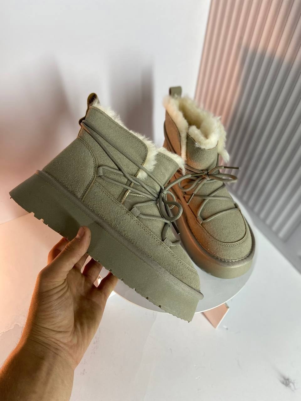 ,зимние ботинки inuikii classic low platform черный,угги замш,угги женские, женская