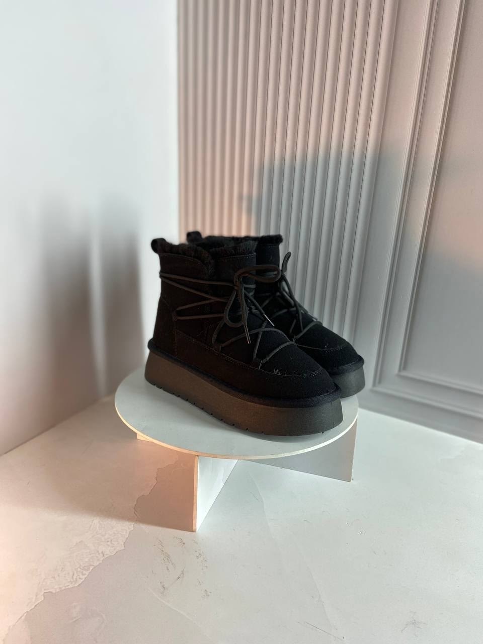 ,зимние ботинки inuikii classic low platform черный,угги замш,угги женские, женская