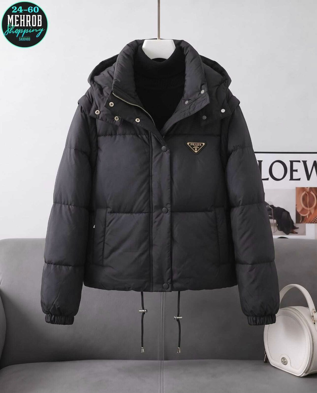 пуховик prada,пуховик женский prada,куртка prada,пуховик prada осенне-зимняя теплая с капюшоном,пуховик prada осенне-зимняя теплая куртка с капюшоном