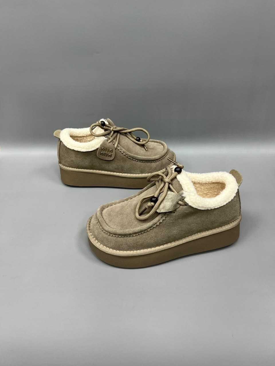 ,замшевые женские ботинки с мехом prada коричневые, женская,обуви, женская зимняя