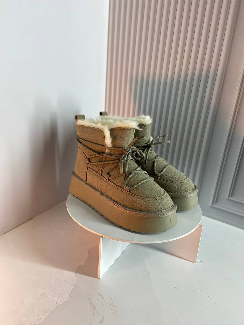 ,зимние ботинки inuikii classic low platform черный,угги замш,угги женские, женская