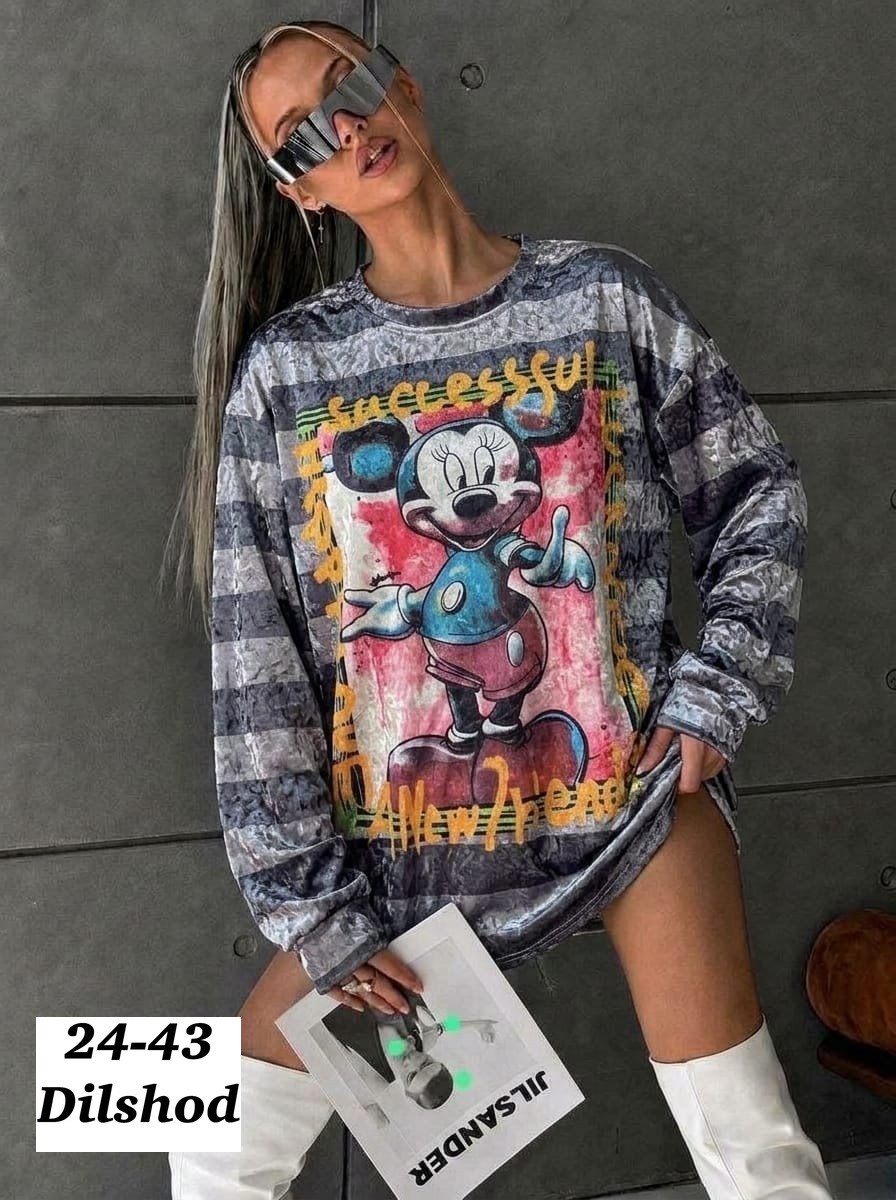 кофта варенка оверсайз с принтом микки маусом,свитшот оверсайз с принтом микки маус,женский свитшот,толстовки свитшот,кофта варенка оверсайз с принтом микки маусом длина 83см