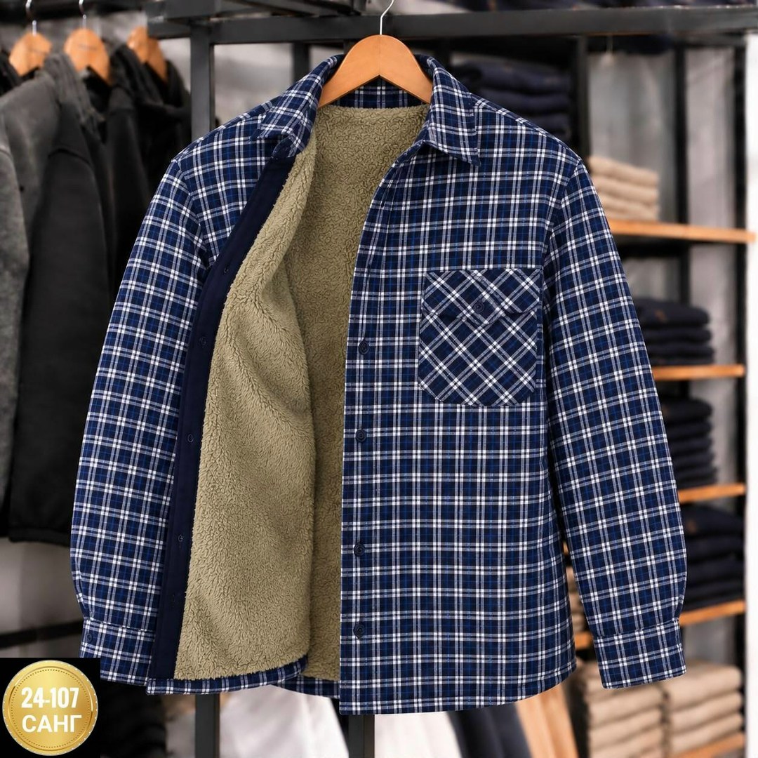 рубашка в клетку теплая h&h fashion,теплая рубашка,рубашка на флисе,рубашка теплая на флисе,куртка рубашка