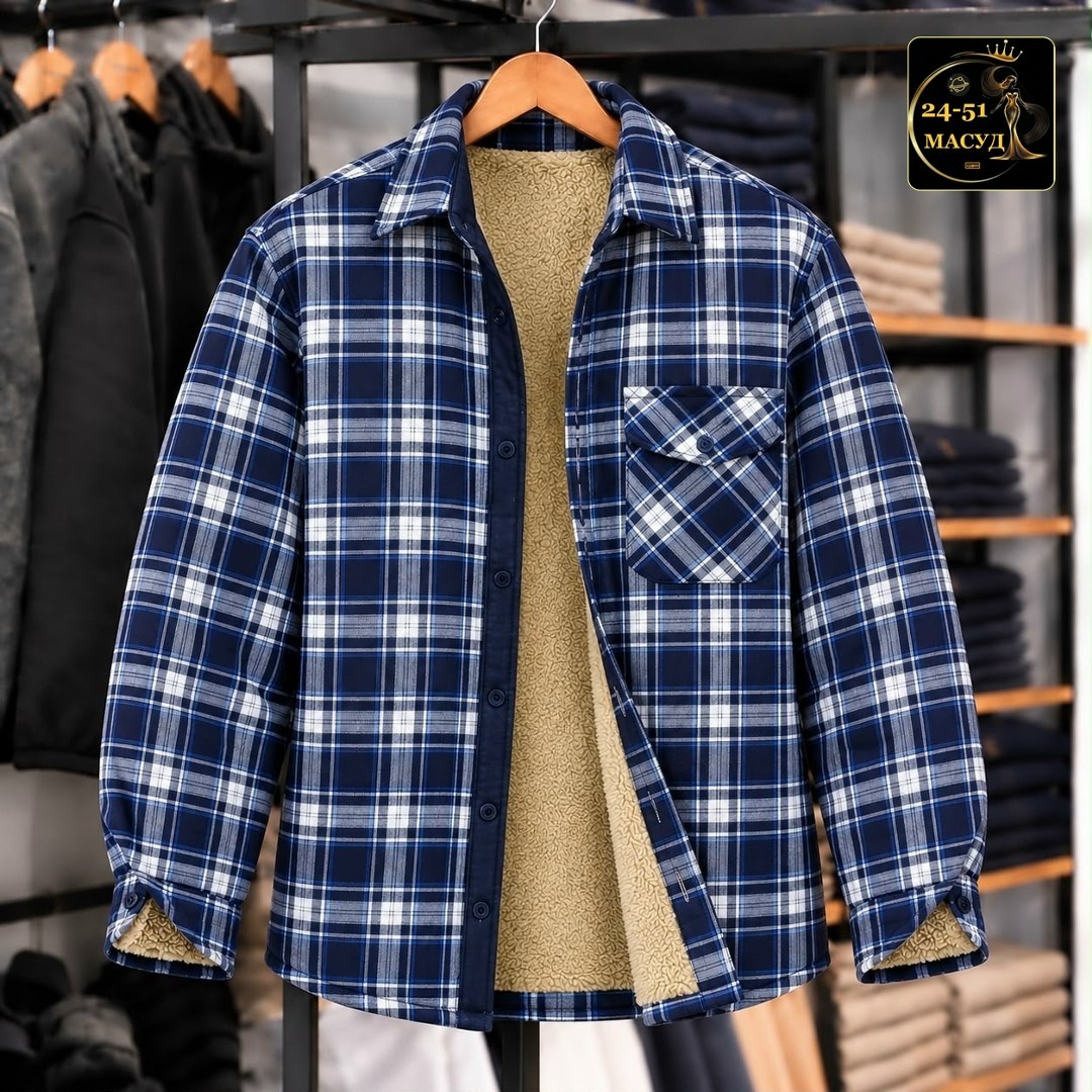 рубашка в клетку теплая h&h fashion,теплая рубашка,рубашка теплая на флисе,мужская клетчатая рубашка,флисовая рубашка