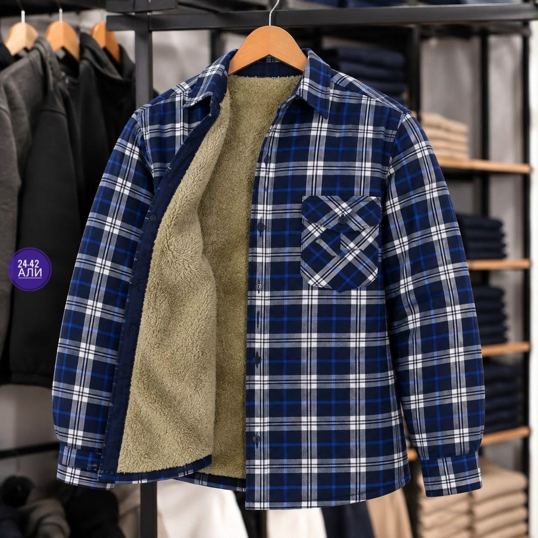 рубашка в клетку теплая h&h fashion,теплая рубашка,мужская рубашка,рубашка в клетку теплая h&h fashion 505593248,рубашка на флисе