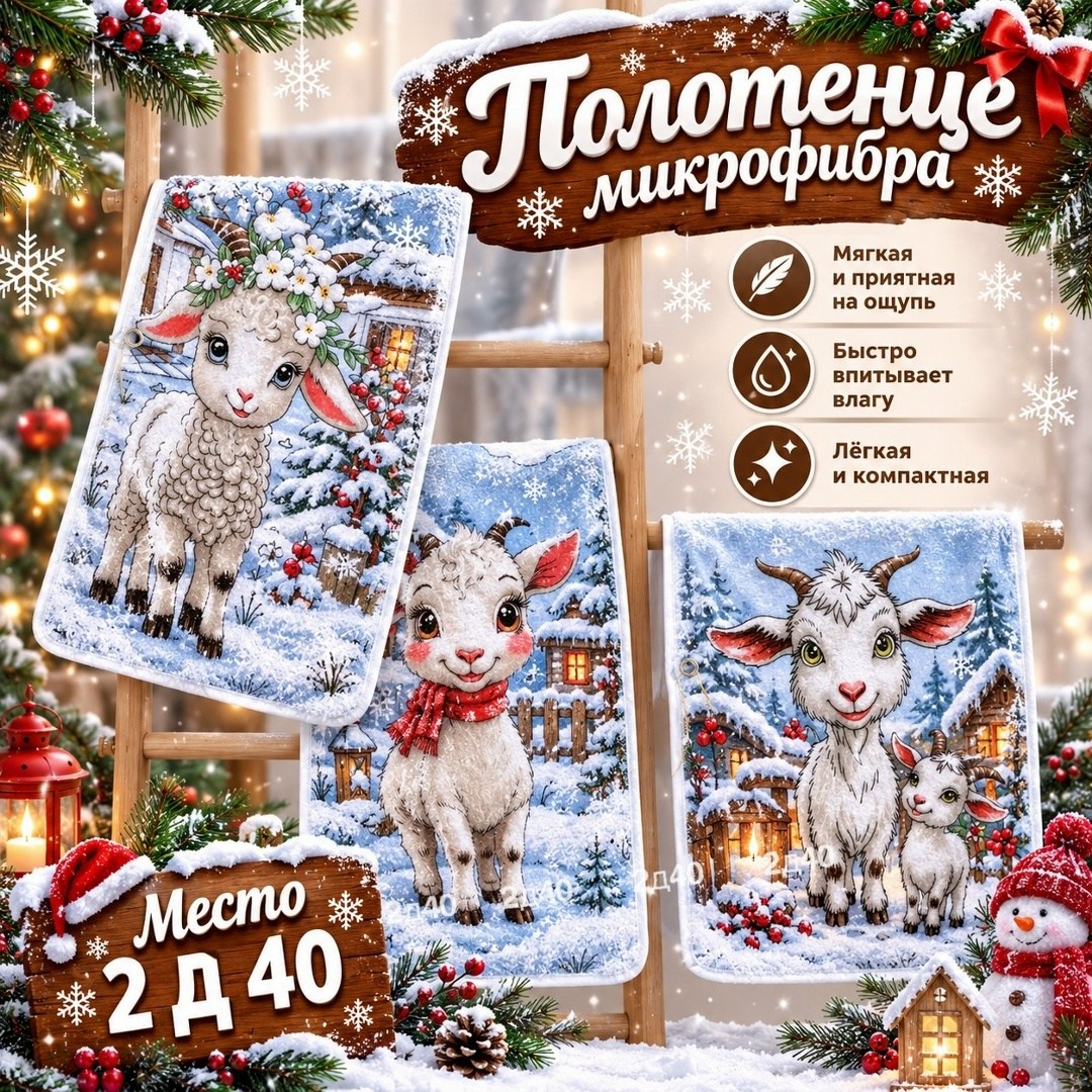 полотенца подарочная,наборы полотенец,новогоднее полотенце,новогодняя овечка,полотенца для кухни