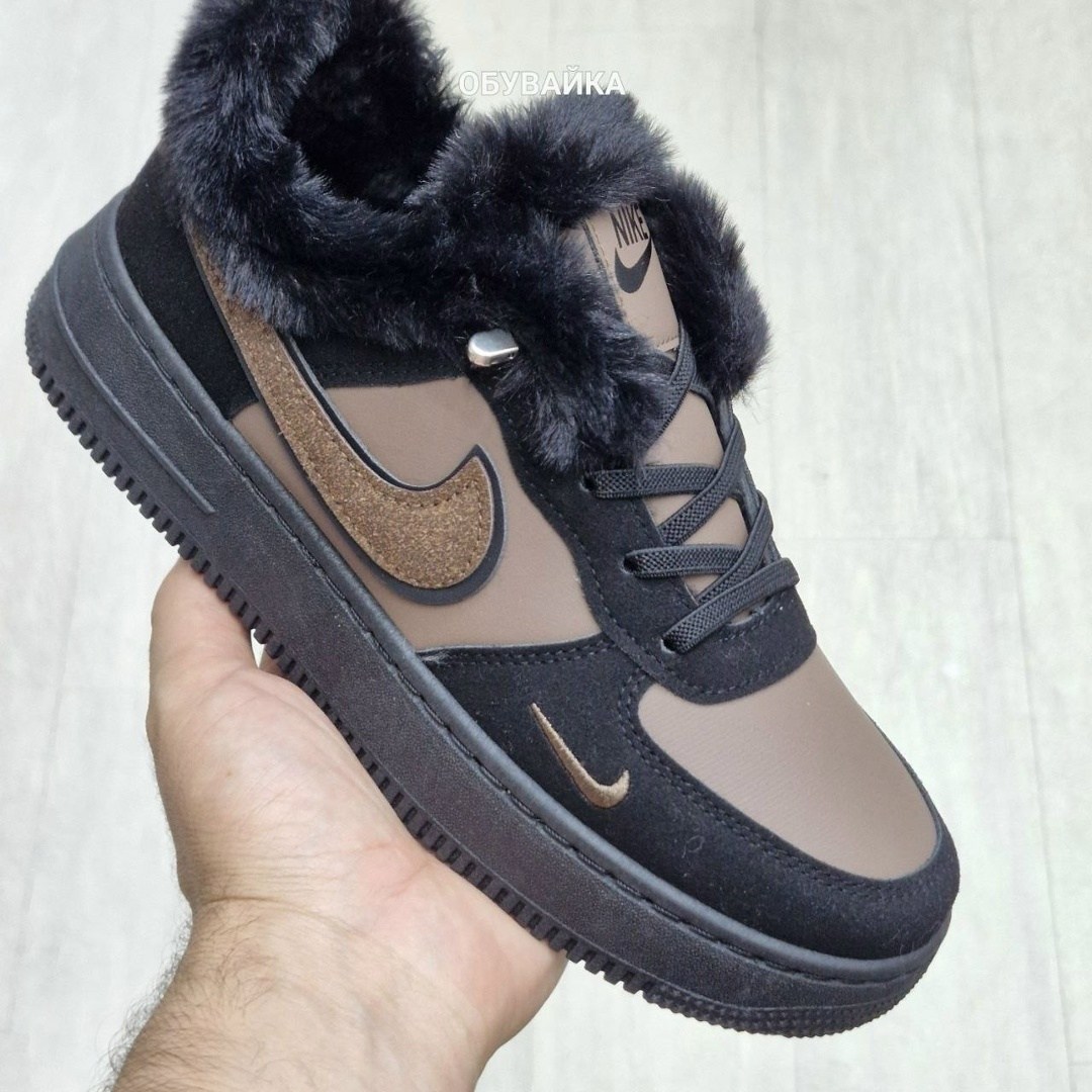 кроссовки зимние nike air force 1,кроссовки nike air force 1 low a100590 all black зимние с мехом,зимние кроссовки nike air force 1 low,зимние кроссовки на меху черного цвета nike air force 1 low blac