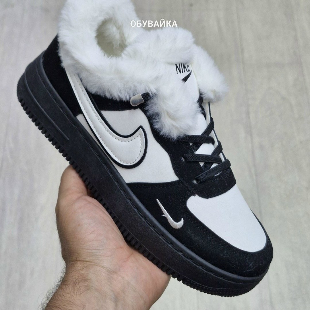 кроссовки зимние nike air force 1,кроссовки nike air force 1 low a100590 all black зимние с мехом,зимние кроссовки nike air force 1 low,зимние кроссовки на меху черного цвета nike air force 1 low blac