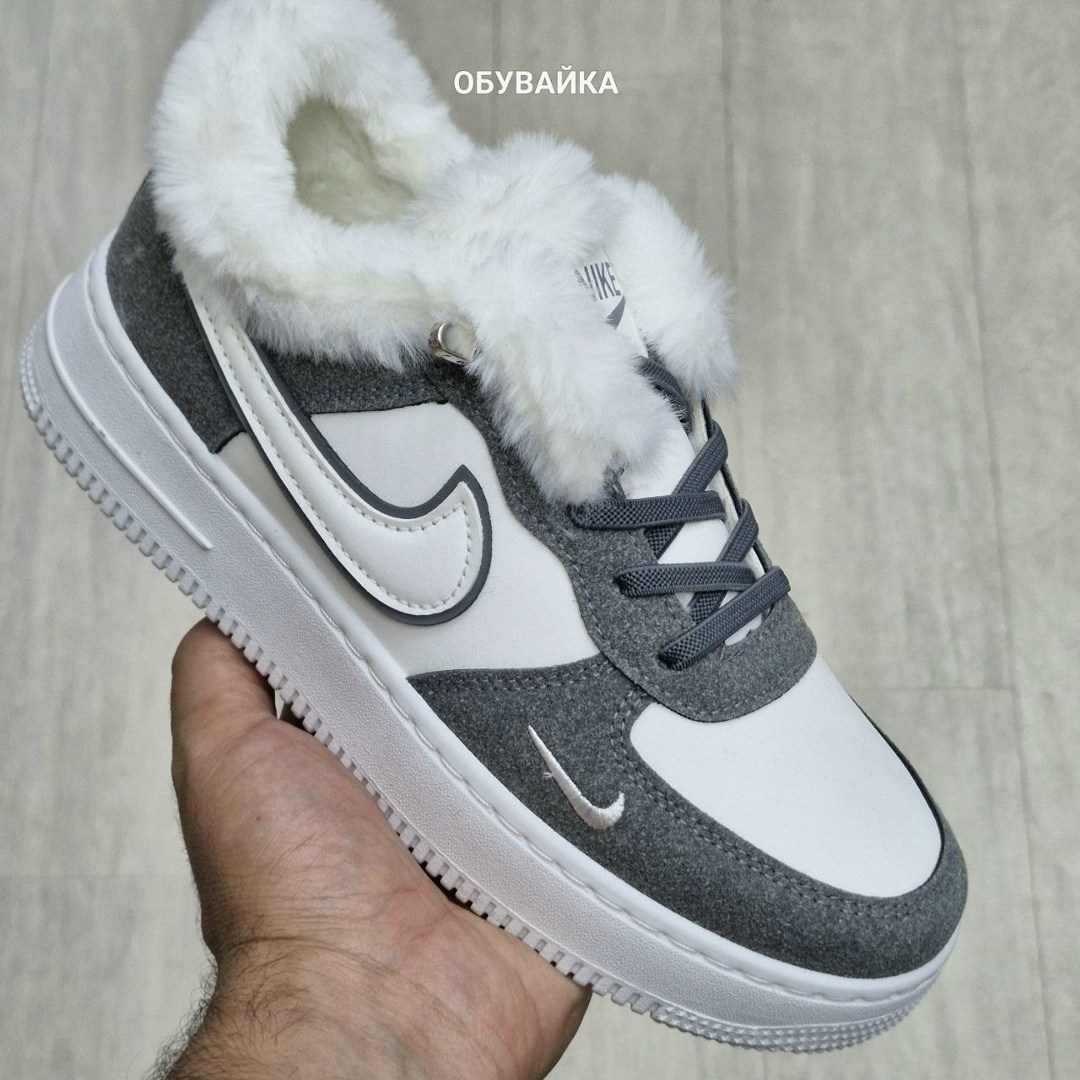 кроссовки зимние nike air force 1,кроссовки nike air force 1 low a100590 all black зимние с мехом,зимние кроссовки nike air force 1 low,зимние кроссовки на меху черного цвета nike air force 1 low blac