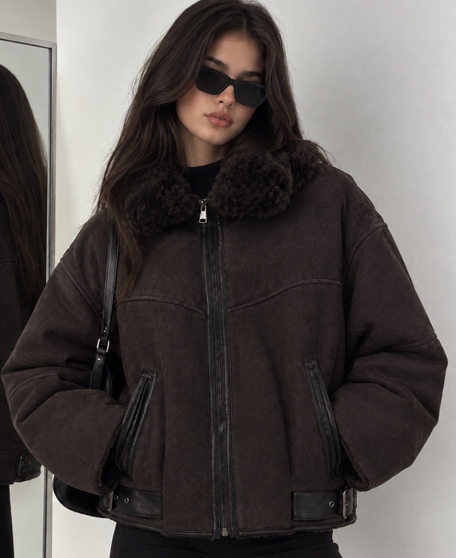 куртка дубленка,дубленка авиатор короткая оверсайз anna wear,дубленка оверсайз,короткая дубленка,дубленка женская
