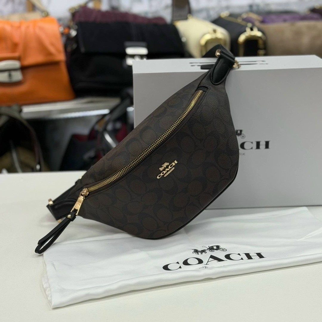 поясная сумка женская coach f48740 коричневый,сумка женская coach,поясная сумка женская,поясная сумка коач,coach сумка
