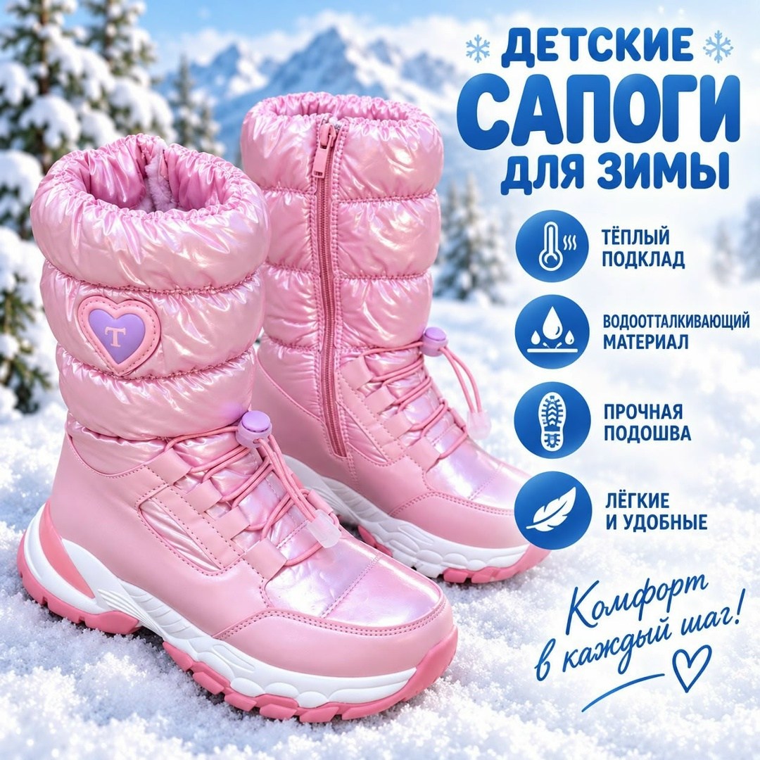 зимние детские дутики,детские дутики,дутики зимние для девочек,зимние сапоги для девочек,дутики аэростар детские зимние