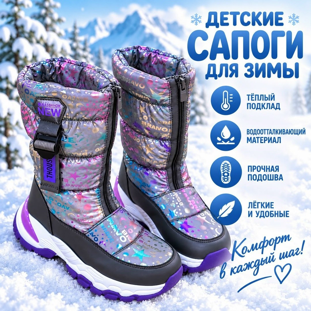 зимние детские дутики,детские дутики,дутики зимние для девочек,зимние сапоги для девочек,дутики аэростар детские зимние