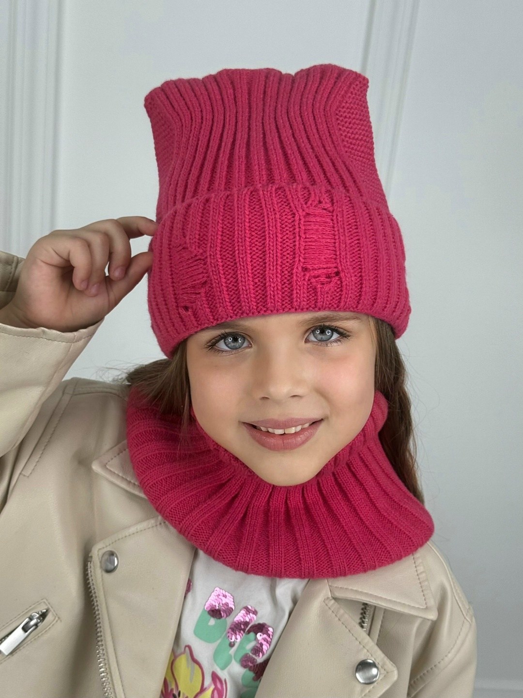 шапка хлопок кошки и снуд anya kids цвет черный,шапка хлопок кошки и снуд anya kids 247060440,шапка хлопок кошки и снуд anya kids,шапка со снудом для девочек,комплект шапка и снуд для девочек