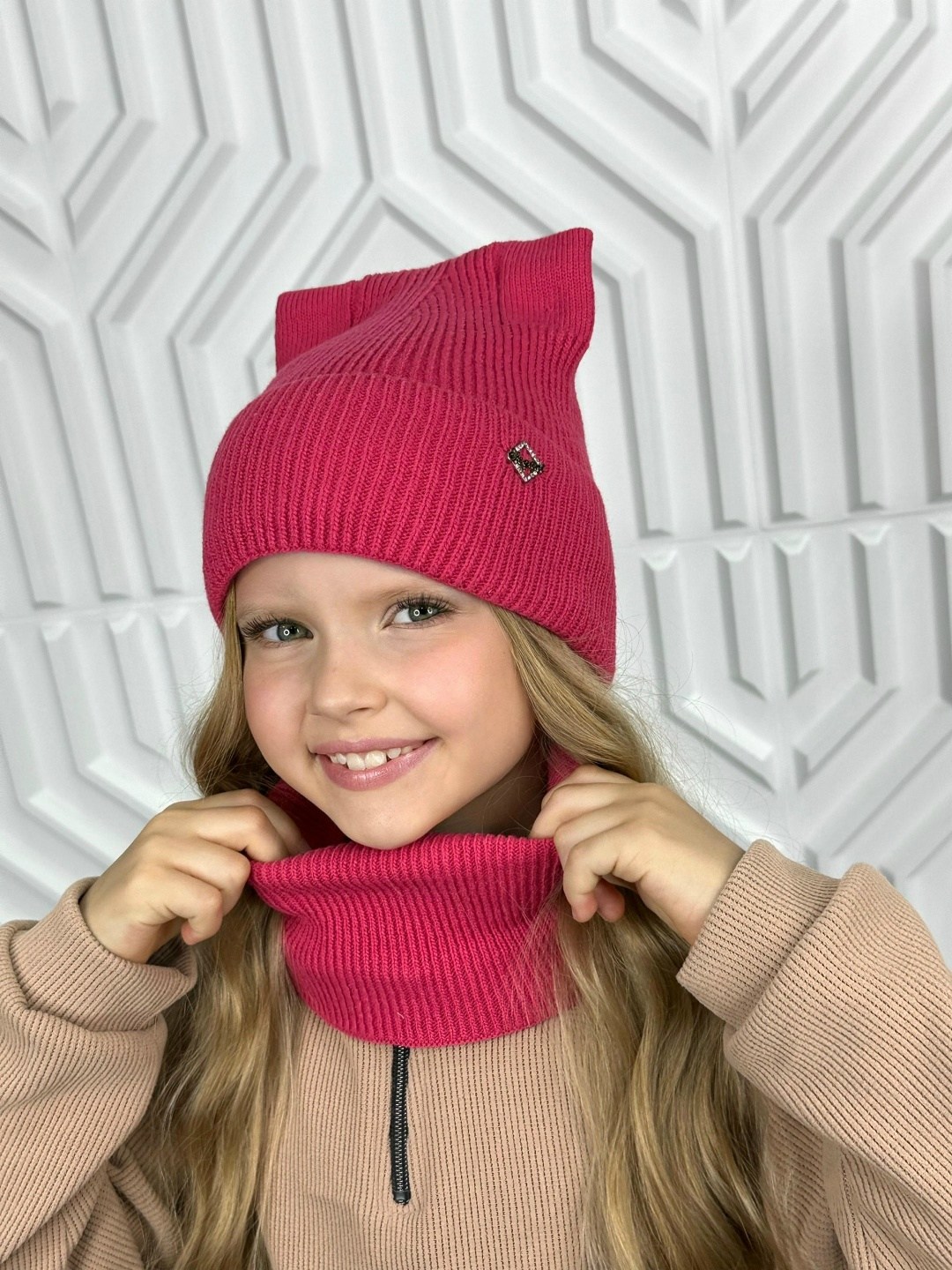 шапка хлопок кошки и снуд anya kids цвет черный,шапка хлопок кошки и снуд anya kids 247060440,шапка хлопок кошки и снуд anya kids,шапка со снудом для девочек,комплект шапка и снуд для девочек