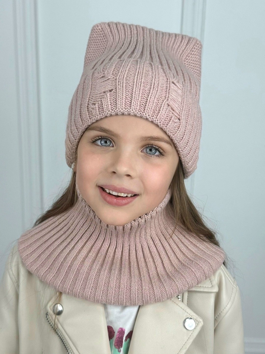 шапка хлопок кошки и снуд anya kids цвет черный,шапка хлопок кошки и снуд anya kids 247060440,шапка хлопок кошки и снуд anya kids,шапка со снудом для девочек,комплект шапка и снуд для девочек