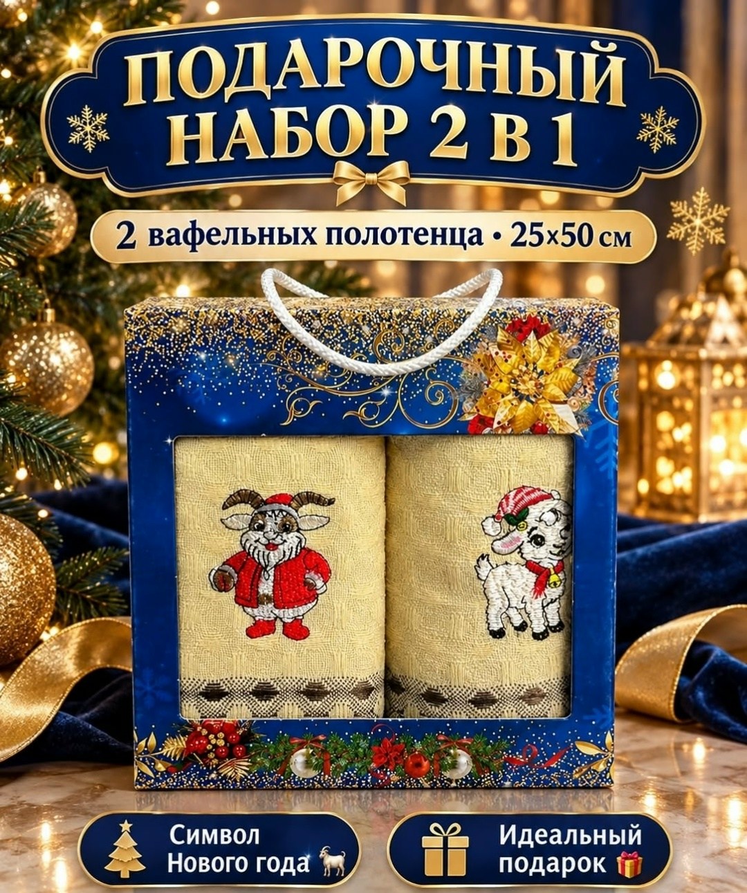 набор кухонных полотенец 2 шт 25*50 в подарочной коробке,полотенце кухонное набор полотенец 2 шт,новогодний подарочный набор полотенец для кухни из двух штук 52*28,набор полотенец 2 шт,набор полотенец