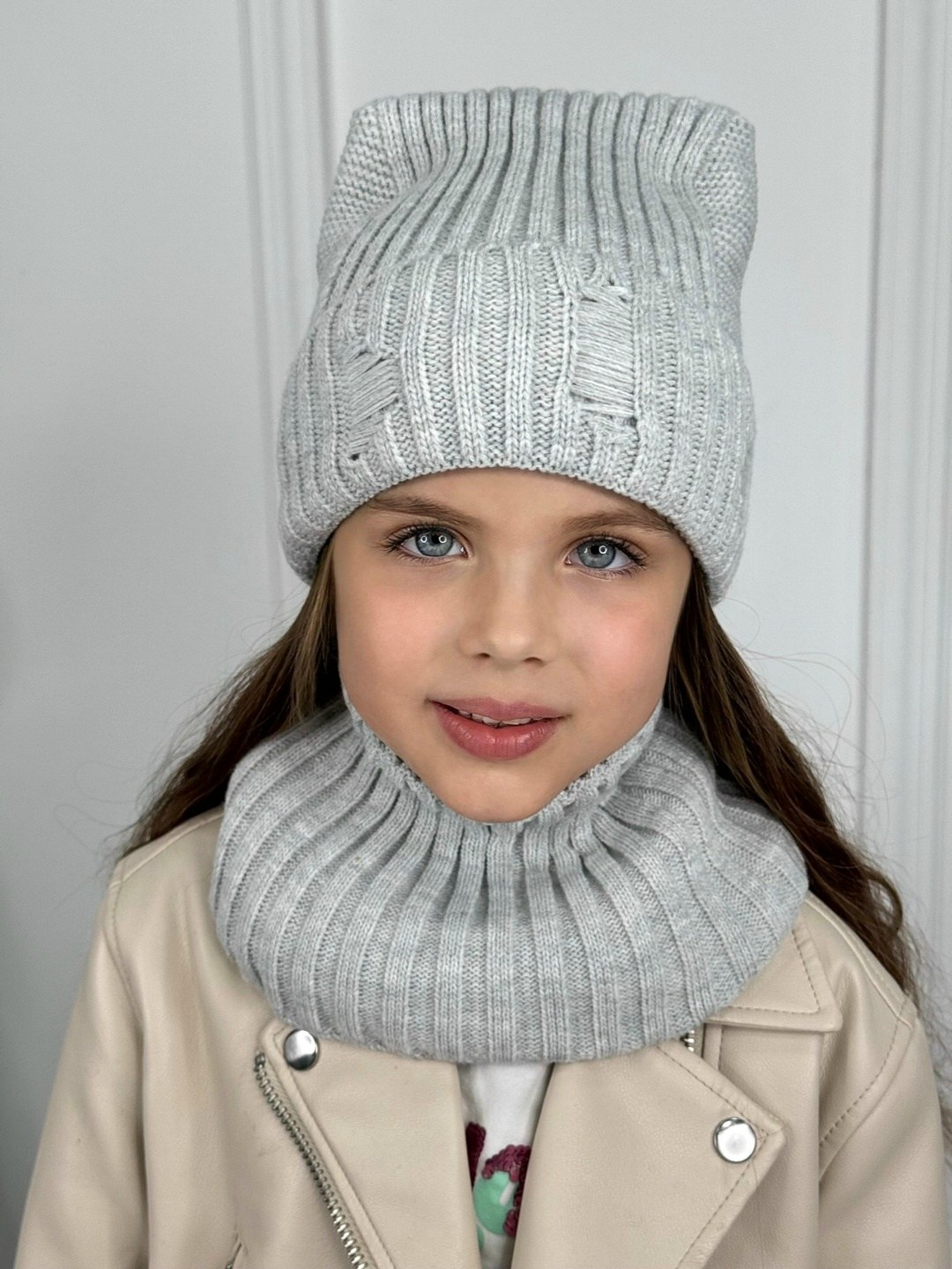 шапка хлопок кошки и снуд anya kids цвет черный,шапка хлопок кошки и снуд anya kids 247060440,шапка хлопок кошки и снуд anya kids,шапка со снудом для девочек,комплект шапка и снуд для девочек