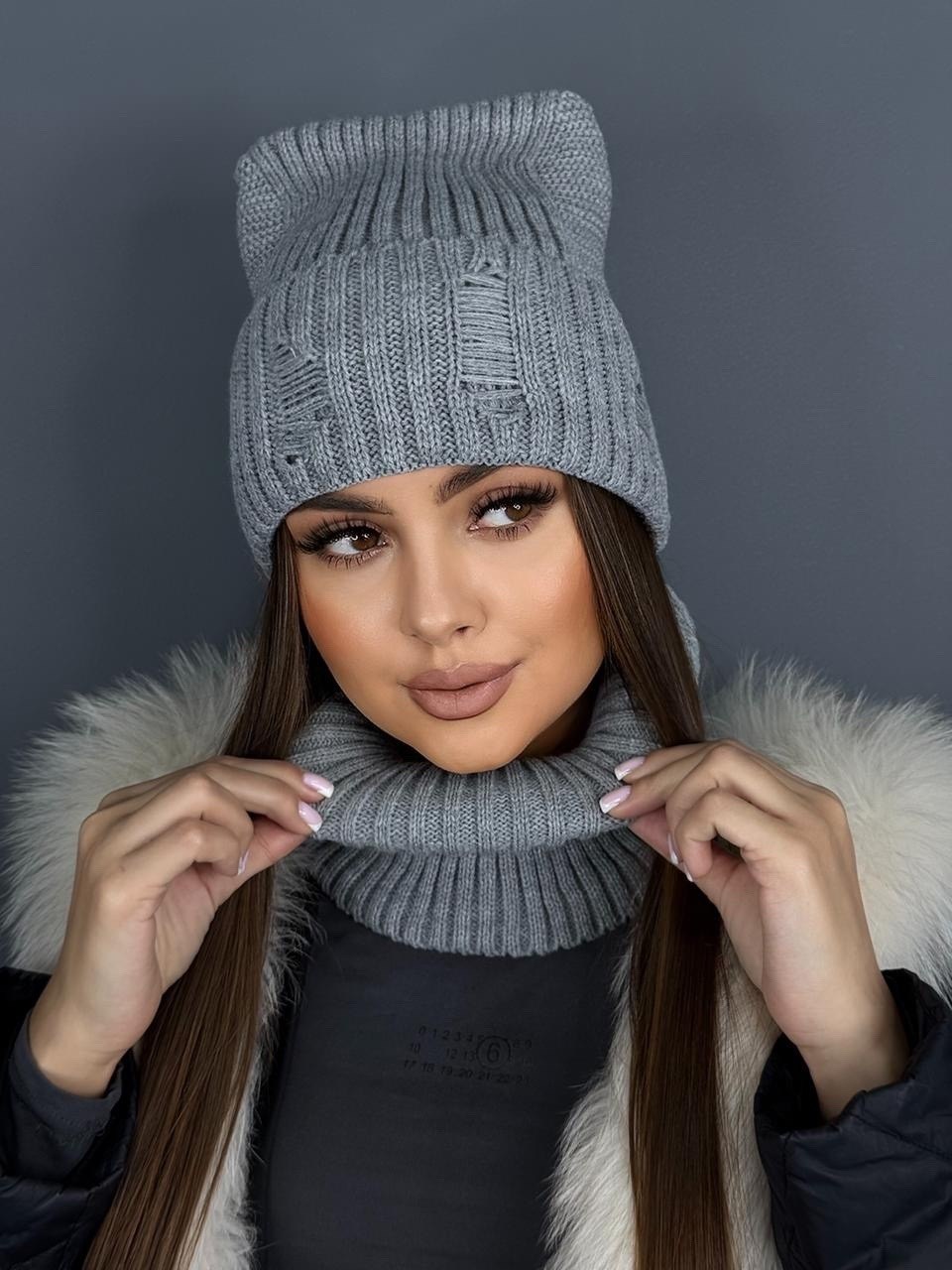 шапка хлопок кошки и снуд anya kids цвет черный,шапка хлопок кошки и снуд anya kids 247060440,шапка хлопок кошки и снуд anya kids,шапка со снудом для девочек,комплект шапка и снуд для девочек